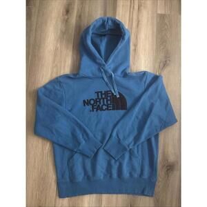 The North Face Sweatshirt Men's Size Medium Hoodie Blue Hoodie Front Logo Fleece